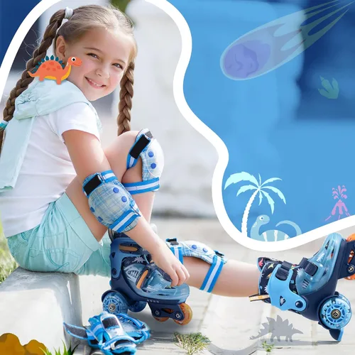 Miniatura 9 de SULIFEEL Patines de Ruedas Ajustables para Niñas Niños Infantiles, Ruedas Divertidas Iluminadas con Luz Flash de Tipo Equilibrio de Tres Puntos Azul