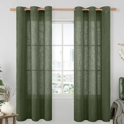 Miniatura 204 de LAMIT Cortinas de lino marrón caramelo para sala de estar, 84 pulgadas, de lino sintético, texturizado, filtrante de luz, paneles de privacidad