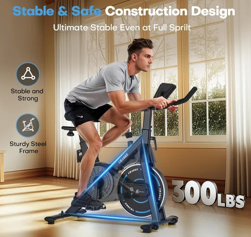 Miniatura 2 de CHAOKE - Bicicleta estática silenciosa, resistencia magnética, capacidad de 300 libras, para el hogar, compatible con aplicaciones, bicicleta
