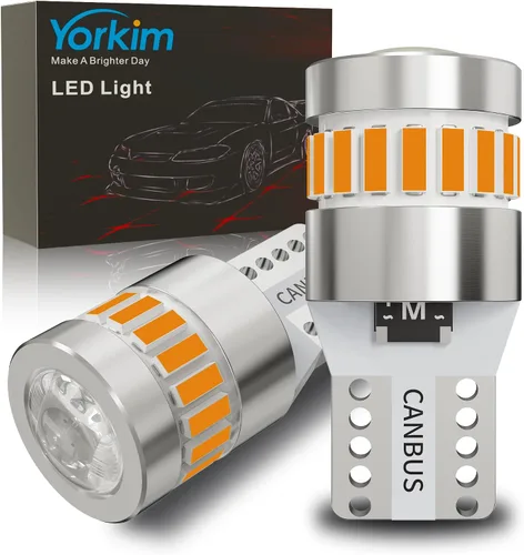 Yorkim 194 - Foco LED 6300K, amarillo ámbar, 168 2825 W5W T10, foco LED libre de errores para matrícula, cúpula, mapa, luz de cortesía, luz de marca