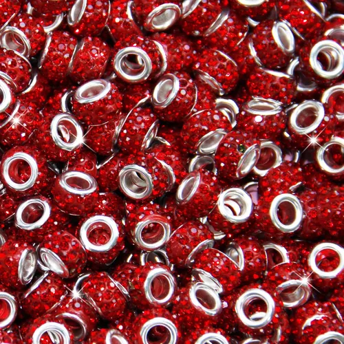 Miniatura 15 de 200 Piezas de Cuentas Espaciadoras Europeas de Agujero Grande, Cuentas de Artesanía Europeas Negras Zyehxed con Diamantes de Imitación Cuentas Negro