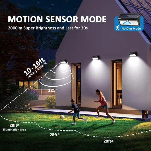Miniatura 4 de Luces solares para exteriores, impermeables, 100 luces LED con sensor de movimiento solar con gran angular súper brillantes luces de pared