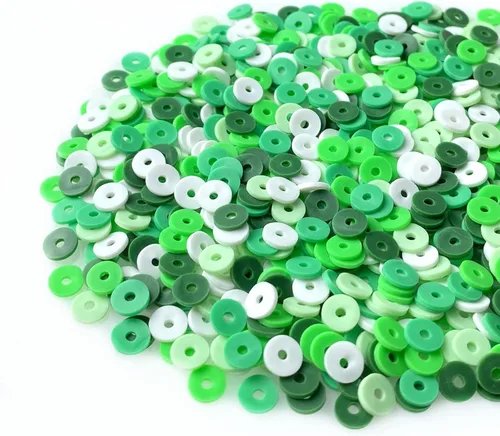 Miniatura 10 de 2000 cuentas de vinilo Heishi planas, redondas, de arcilla polimérica, espaciadoras para hacer pulseras, collares, aretes, accesorios, bricolaje