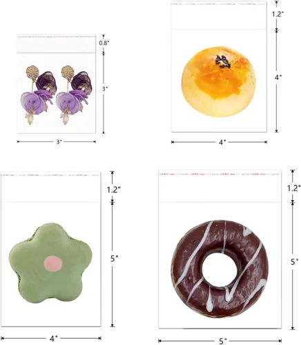 Miniatura 4 de Bolsas de celofán transparente de 4 x 5 pulgadas, 500 unidades, bolsas de celofán autoadhesivas, pequeñas bolsas de plástico OPP resellables de 1