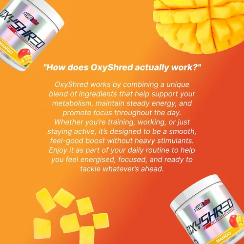 Miniatura 7 de EHP Labs OxyShred Polvo de Pre Entrenamiento - Polvo de preentrenamiento con L glutamina y acetil L carnitina, bebida de refuerzo de energía