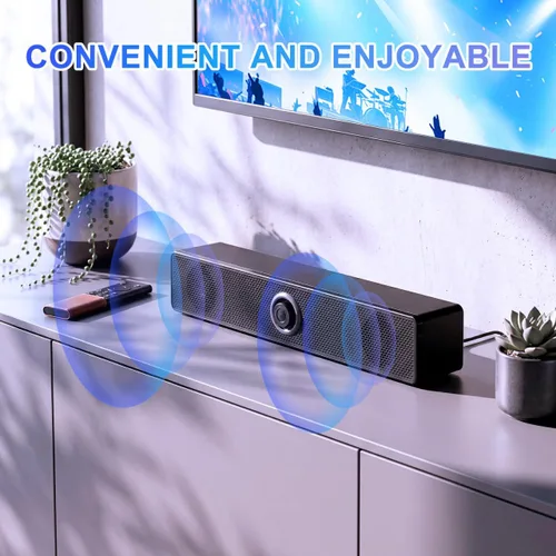 Miniatura 6 de HOMSFOU Sistema de barra de sonido 2.0 Altavoz estéreo de escritorio para TV PC Dispositivos móviles Barra de sonido compacta para el hogar