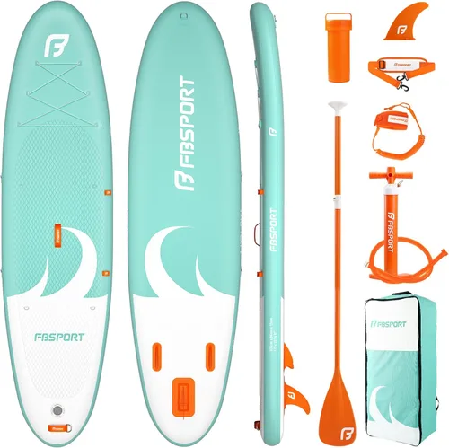 Miniatura 12 de FBSPORT Tabla de remo de pie prémium de 11 pies, tabla de yoga con accesorios de SUP y bolsa de transporte, amplia posición, control de surf, Verde