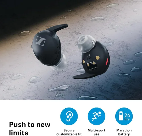 Miniatura 5 de Sennheiser Momentum Sport - Auriculares con ajuste de sonido deportivo y ANC adaptativo, ajuste seguro, duración de la batería de 24 horas, Negro