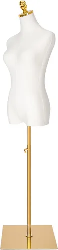 Miniatura 8 de Maniquí femenino con forma de torso para vestir - Cuerpo de maniquí con base de metal, maniquí de oro para ropa de mujer con altura ajustable de 40