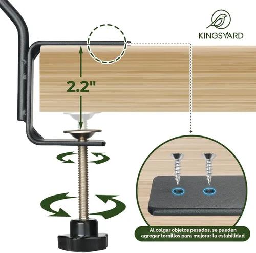 Miniatura 3 de Kingsyard Gancho de cubierta resistente de 10 pulgadas de tamaño medio - Ganchos de barandilla de cubierta de metal para colgar comederos