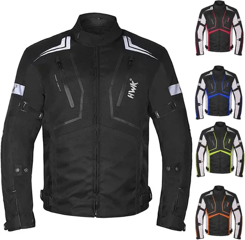 HWK Chaqueta de motocicleta para hombres y mujeres Scorpion con tela Cordura para enduro, motocross, conducción de motocicleta, Negro (All-Black),