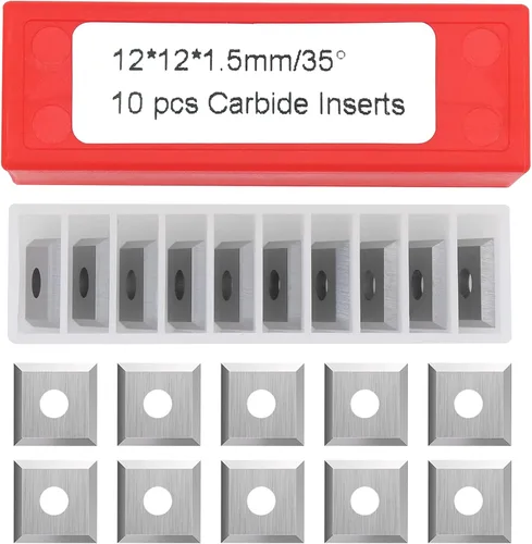 10 piezas de insertos de carburo de esquinas cuadradas de 4 bordes, 12x12x1.5mm de repuesto para carpintería, se adapta a cabezal de cortador de