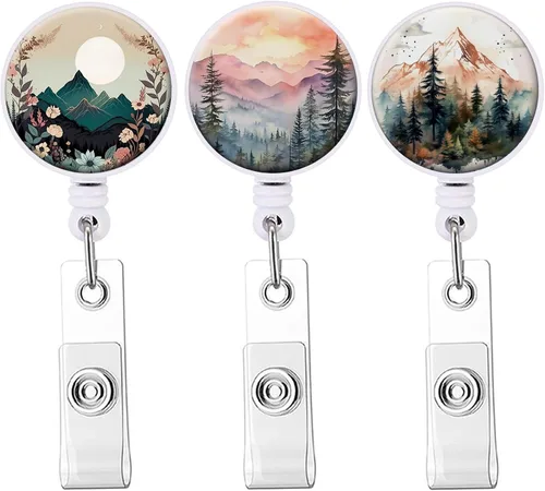 Miniatura 17 de Carrete retráctil para insignias, carretes de insignia de enfermera con clip de cocodrilo, clip decorativo con nombre en portatarjetas de Paquete
