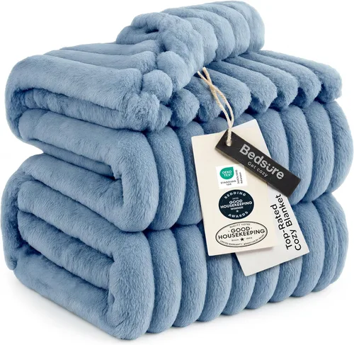 Miniatura 17 de Bedsure GentleSoft - Manta de forro polar azul para sofá, mantas suaves y acogedoras para mujer, lindas mantas pequeñas para niñas, azul claro, 108