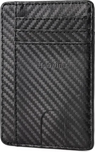 Miniatura 11 de Hoewina Cartera delgada para hombre, bolsillo frontal minimalista con bloqueo RFID, billetera de cuero delgada para tarjetas de viaje, regalos