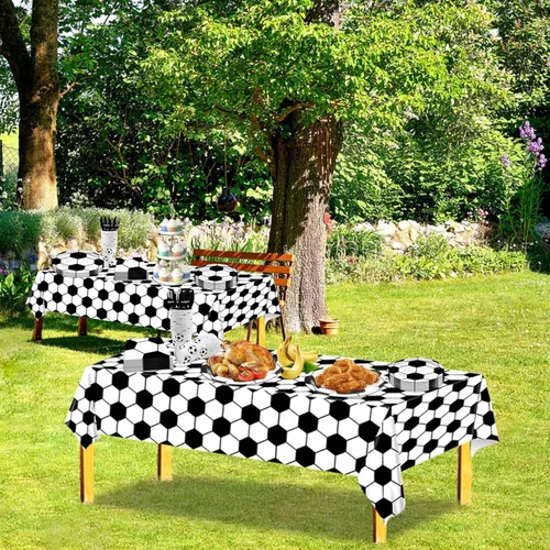 Miniatura 4 de Juego de vajilla de 146 piezas para fiesta de fútbol, platos y servilletas de fútbol, suministros para fiesta, decoración de fiesta de cumpleaños
