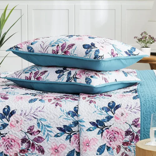 Miniatura 6 de WRENSONGE Colcha floral tamaño Queen – Juego de ropa de cama reversible de flores botánicas, colcha ligera y suave para todas las estaciones