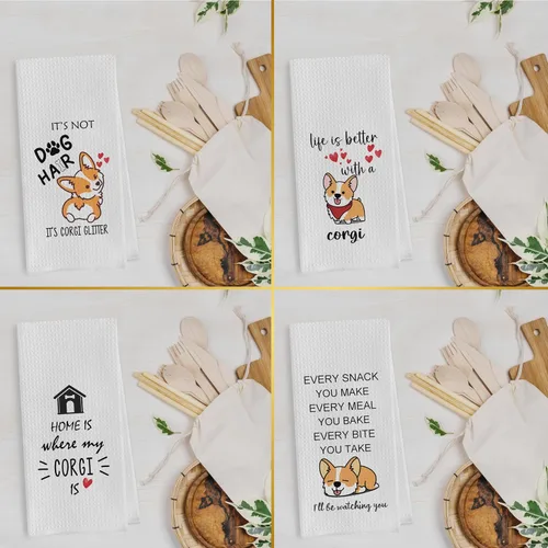 Miniatura 2 de Gqtt Corgi Gifts - Juego de 4 toallas de cocina (1624 pulgadas), regalos para amantes de Corgi