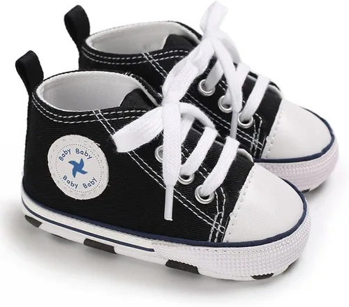 Miniatura 3 de Zapatos de lona para bebés y niñas, suela antideslizante suave, recién nacidos, primeros caminantes, estrellas, zapatos de mezclilla unisex