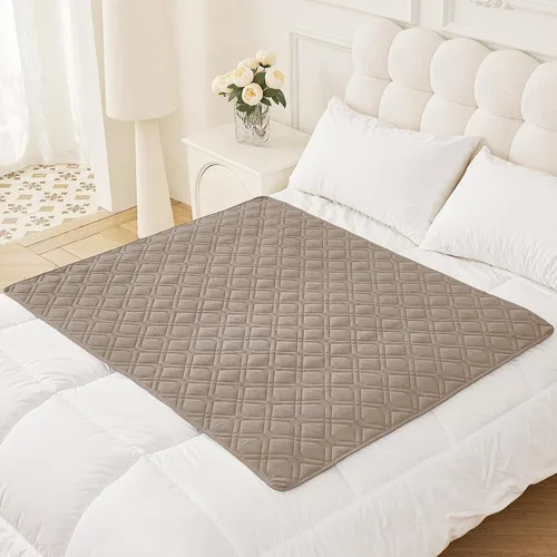 Miniatura 62 de Smiry Funda impermeable para cama de mascota, suave y lavable, para muebles, cama, sofá, reversible, a cuadros (30 x 53 pulgadas, color beige/beige)