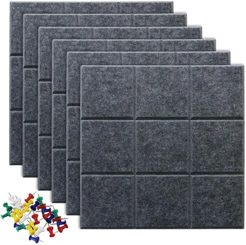 Miniatura 8 de Pizarra de corcho grande para paredes con 30 pasadores, 11.8 x 11.8 pulgadas, paquete de 6 tablones de anuncios para oficina en casa, cocina, tablón