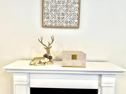 Miniatura 4 de Ivory Shagreen - Organizador decorativo cuadrado para decoración del hogar, joyero de almacenamiento de piel sintética, accesorios para hombres