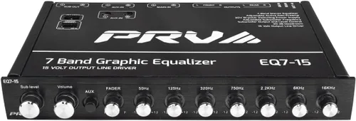 Miniatura 5 de PRV AUDIO EQ7-15 Ecualizador gráfico de 7 bandas Salida de nivel de línea RCA de 15 voltios con atenuador y control de nivel de subwoofer para audio