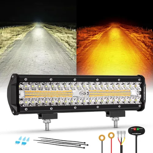 Miniatura 10 de Auxbeam Cubo luz LED ámbar de 3 pulgadas, 72 W todoterreno, 6 modos dos colores, estroboscópica antiniebla de conducción penetración e inundación