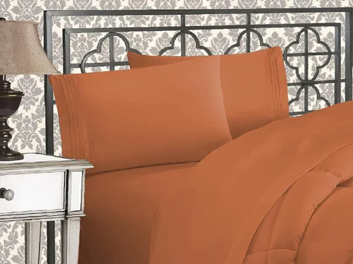 Miniatura 32 de Elegante juego de cómodas sábanas para cama de 1500 hilos resistente a arrugas y a la decoloración, calidad egipcia de lujo ultrasuave de 4 piezas