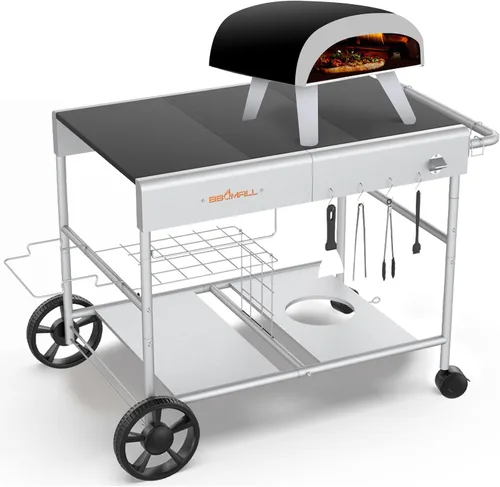 Miniatura 12 de Mesa de Parrilla Plegable para Interior Portátil Compatible con Parrilla de Madera al Aire Libre Ninja (Serie OG701 OG850 OG951), Espacio Grande