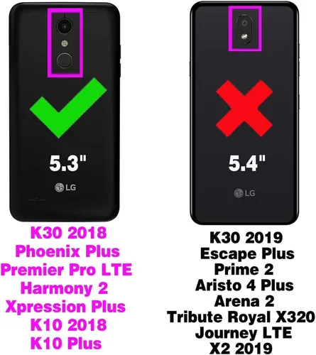 Miniatura 2 de Asuwish Funda de teléfono para LG K30 2018/Premier Pro LTE/Phoenix Plus/Harmony 2/K10/K11/Xpression cubierta híbrida a prueba de golpes cuerpo