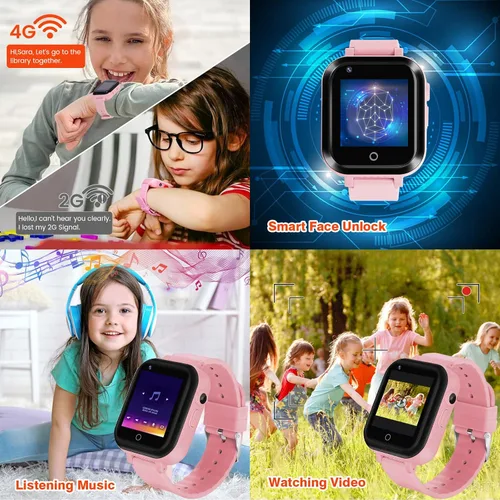 Miniatura 8 de OKYUK Reloj inteligente con GPS 4G para niñas y niños, IP67, impermeable, deportivo, reloj inteligente para niños, con cámara, WiFi, videollamada