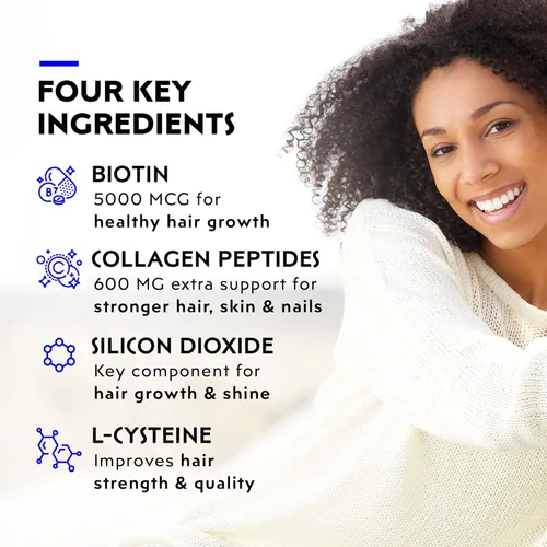 Miniatura 2 de Elon R3 Suplemento para el crecimiento del cabello para mujeres, vitaminas para el crecimiento del cabello con biotina y péptidos de colágeno