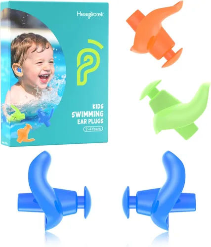 Miniatura 9 de Hearprotek 2 pares de tapones para los oídos de natación para niños, tapones para los oídos de agua suaves y reutilizables para niños para nadar