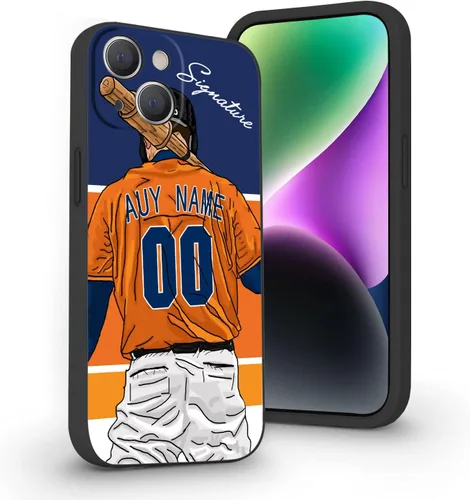 Miniatura 35 de Estuche de Béisbol Personalizado con Nombre y Número de Liquid Silicone para iPhone 17 Air 16 15 Pro Max 14 13 Mini 12 11 Xs Xr SE3 8 7 6 Plus