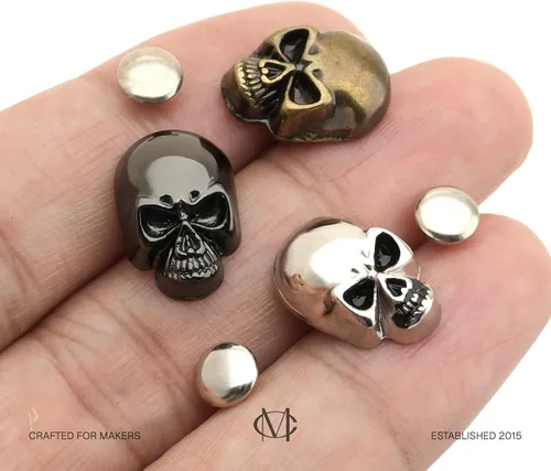 Miniatura 6 de CRAFTMEMORE SK02 - Remaches de calavera de metal con remaches rápidos decorativos para pulseras, bolsas, cinturones, zapatos, artesanía en cuero