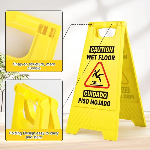 Miniatura 3 de XPCARE Paquete de 8 letreros de advertencia de precaución para piso, 17.5 pulgadas, color amarillo, señales de advertencia de seguridad para suelo