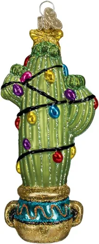 Old World Christmas - Adorno de Navidad de cactus festivo (vidrio soplado) para árbol de Navidad, decoración de fiesta artesanal, colección Fiesta