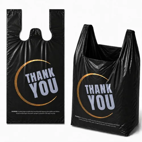 Miniatura 10 de YoYoRain 1000 piezas de bolsas de camiseta blancas "Thank You" – Bolsas de compras reutilizables y desechables para comestibles y supermercado