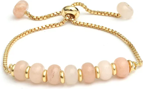 Miniatura 26 de Gempires - Pulsera de cuentas redondas naturales, chapada en oro amarillo de 14 quilates, joyería hecha a mano, pulseras ajustables para mujer