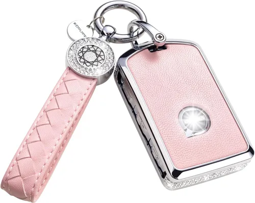 Miniatura 8 de Funda para Llave Honda con Llavero, Carcasa Protectora de Cuero Genuino Rosa con Cristales Compatible con Honda Accord Civic CRV Pilot Odyssey 2022
