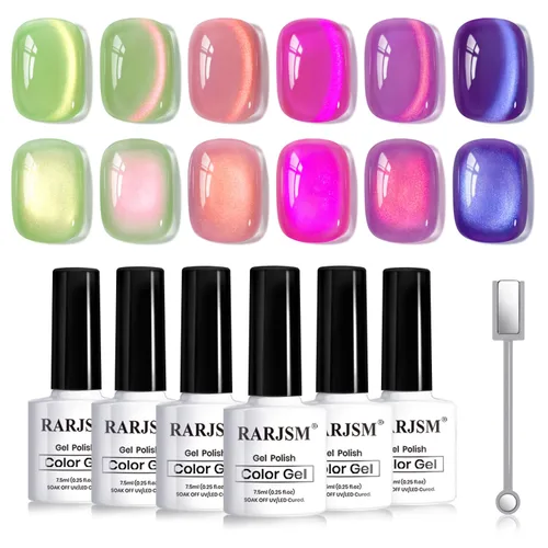 Miniatura 19 de RARJSM Juego de Esmaltes de Gel Nude Colección Jelly Pink de 6 Colores Naturales Transparentes Rosa Translúcido Lechoso Malva Morado Marrón Claro