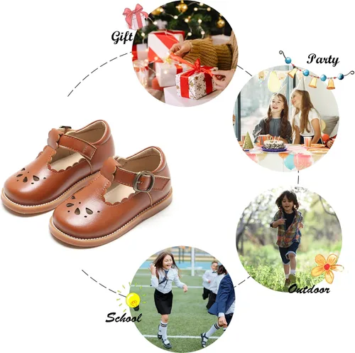 Miniatura 4 de Felix & Flora - Zapatos planos de vestir estilo Mary Jane para niña pequeña, zapatillas de ballet para niña, zapatos para fiestas y escuela