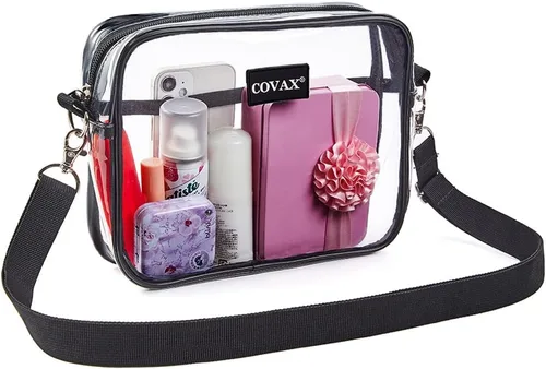 Miniatura 6 de Bolso cruzado transparente, aprobado para estadios, para conciertos, eventos deportivos Negro-1