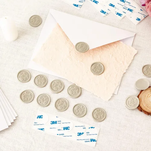 Miniatura 2 de 50 calcomanías de sello de cera, calcomanías de sello de corona gris para bodas, cumpleaños, baby shower, Acción de Gracias, invitaciones, sobres