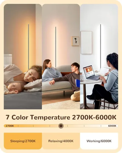 Miniatura 2 de Lámpara de pie EDISHINE, lámparas de pie con control remoto y interruptor de pie para sala de estar, lámpara de pie regulable del 10% al 100% con 7