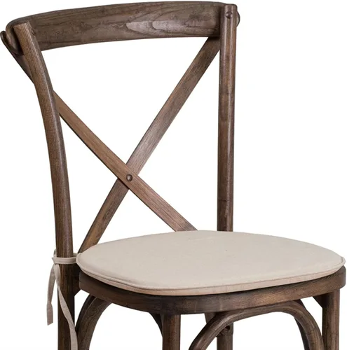 Miniatura 8 de Flash Furniture HERCULES Series Silla apilable de madera americana con respaldo cruzado con cojín Temprano americano