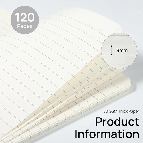 Miniatura 4 de miikoul Paquete de 12 cuadernos en espiral A5 rayados, 8.3" x 5.5", 60 hojas/120 páginas de papel con líneas anchas, cuadernos en espiral, papel