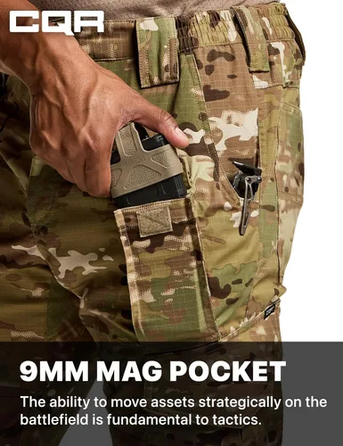 Miniatura 6 de CQR Men's Flex Ripstop Tactical Pants, Water Resistant Stretch Cargo Pants, Lightweight EDC Hiking Work Pants