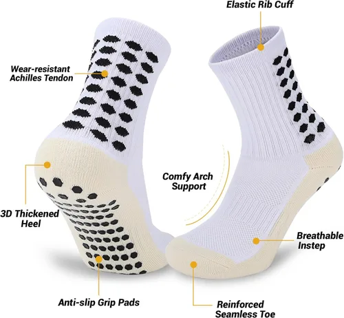 Miniatura 3 de Ultrafun 35 pares de calcetines de fútbol con almohadillas de agarre, antideslizantes, para fútbol, baloncesto, deportes, para hombres y mujeres